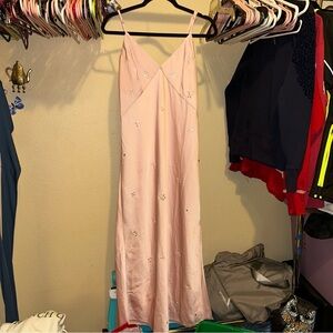 A New Day Embelished Maxi Slip Dress in Sateen Pink